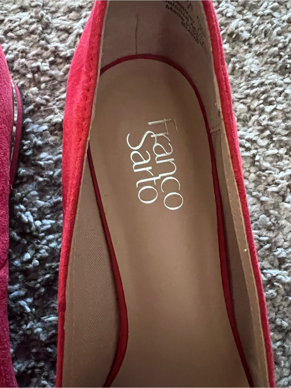 Franco Sarto Suzie Red Suede Pointed-Toe Loafers - Picture 5 of 7
